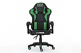 Комп'ютерне крісло з екошкіри + 2 подушки ENZO чорне з зеленим, фото 3