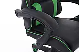 Комп'ютерне крісло з екошкіри + 2 подушки ENZO чорне з зеленим, фото 8