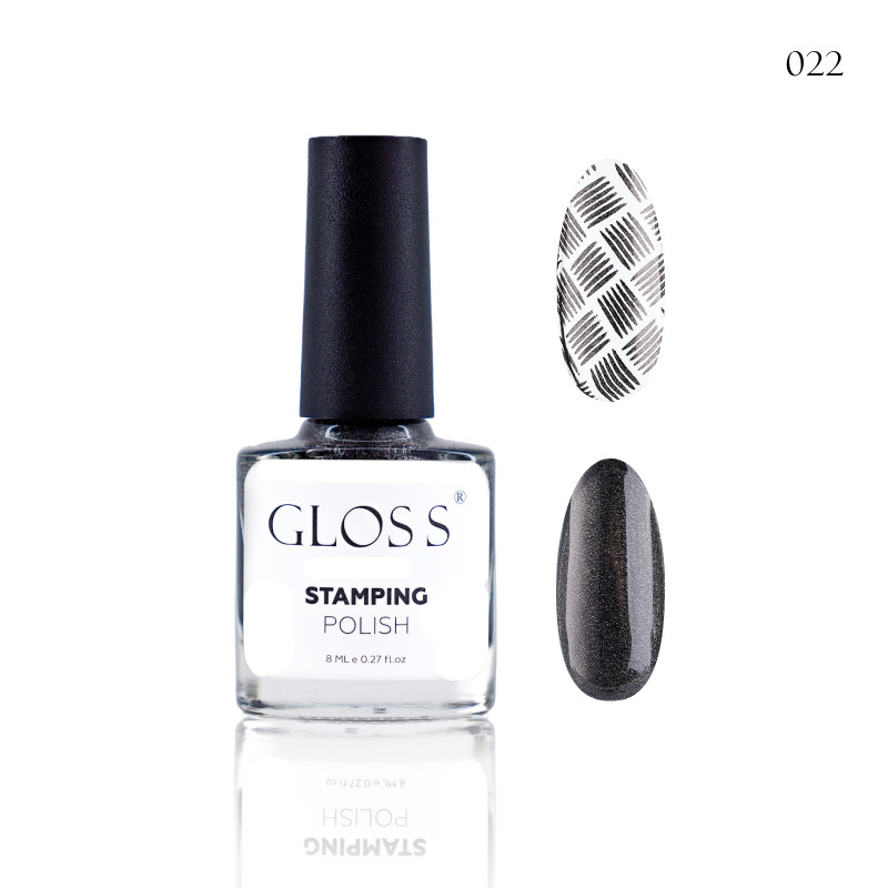 Лак для стемпінгу GLOSS Stamping polish 22 чорний перламутровий, 8 мл
