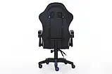 Комп'ютерне крісло з екошкіри + 2 подушки ENZO чорне з синім, фото 3