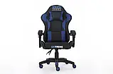 Комп'ютерне крісло з екошкіри + 2 подушки ENZO чорне з синім, фото 4