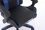 Комп'ютерне крісло з екошкіри + 2 подушки ENZO чорне з синім, фото 9