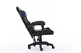 Комп'ютерне крісло з екошкіри + 2 подушки ENZO чорне з синім, фото 6