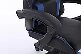 Комп'ютерне крісло з екошкіри + 2 подушки ENZO чорне з синім, фото 8