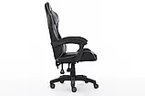 Комп'ютерне крісло з екошкіри + 2 подушки ENZO чорне з сірим, фото 5