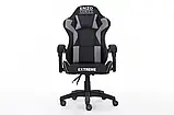 Комп'ютерне крісло з екошкіри + 2 подушки ENZO чорне з сірим, фото 3