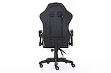 Комп'ютерне крісло ENZO чорно-сіре Ігрове спортивне крісло з екошкіри + 2 подушки, фото 6