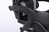 Комп'ютерне крісло ENZO чорно-сіре Ігрове спортивне крісло з екошкіри + 2 подушки, фото 7