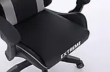 Комп'ютерне крісло ENZO чорно-сіре Ігрове спортивне крісло з екошкіри + 2 подушки, фото 9