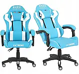 Комп'ютерне крісло ENZO 8 КОЛЬОРІВ НА ВИБІР Ігрове спортивне крісло з екошкіри + 2 подушки, фото 2