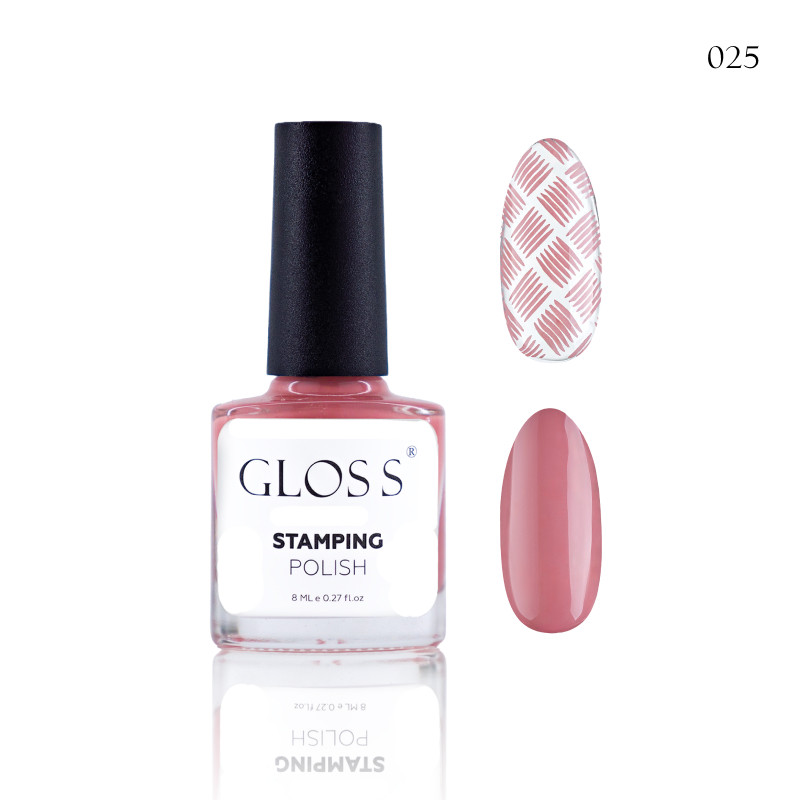Лак для стемпінгу GLOSS Stamping polish 25 запилений рожевий, 8 мл