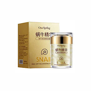 Уцінка! М'який омолоджуючий крем для обличчя з муцином равлика One Spring Snail 60 г, фото 1