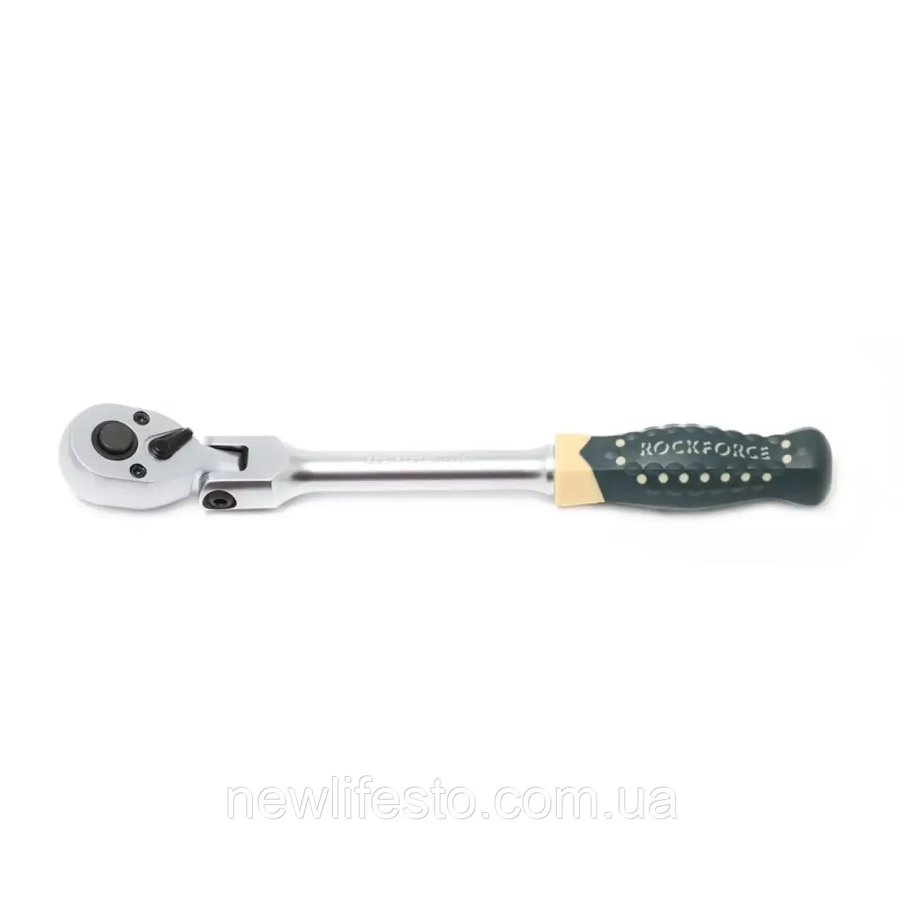 Тріскачка реверсивна шарнірна з гумовою ручкою 3/8" (72зуб., L-250мм) ROCKFORCE RF-802318