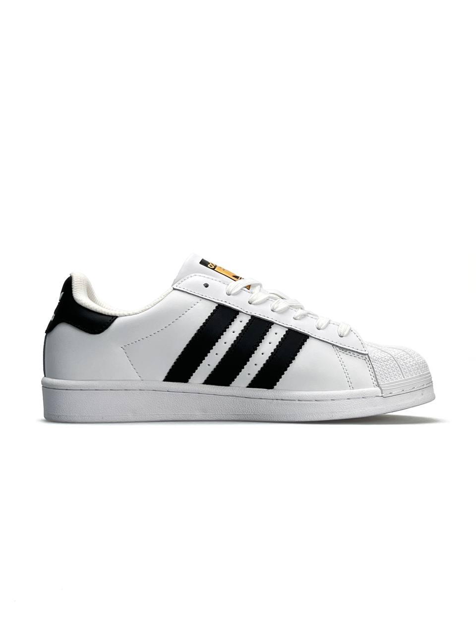 Чоловічі шкіряні кросівки Adidas Originals Superstar M White Black, кеди чоловічі Адідас білі 41