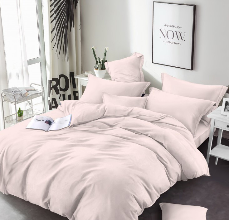 Світло-рожева однотонна тканина 220 см для пошиття постільної білизни Бязь Gold Lux 125 г, рулон 50 м, Пакистан