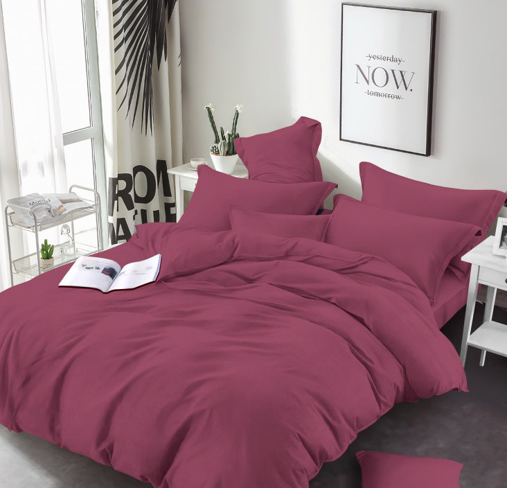 Пакистанська Бязь Gold Lux 125 г бордова однотонна, бавовняна тканина 220 см для пошиття постільної білизни, рулон 50 м