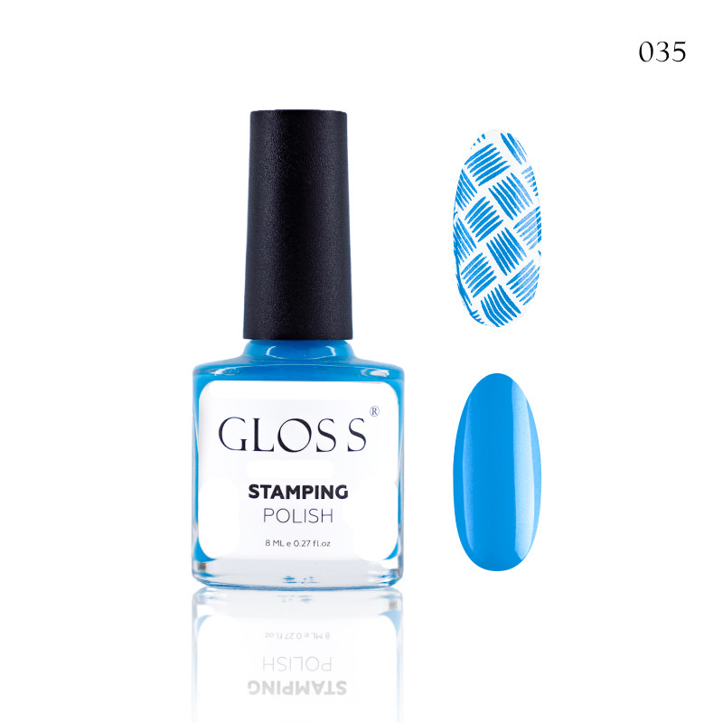 Лак для стемпінгу GLOSS Stamping polish 35 глибокий блакитний, 8 мл