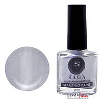 Лак-фарба для стемпінгу Saga Professional Stamping Paint №10 сріблястий, 8 мл