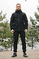 Костюм чоловічий чорний Soft shell на флісі