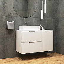 Тумба консольна Aqua 100 з корзиною (біла, глянець), фото 4