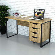 Письмовий стіл із шухлядами, стіл із тумбою для комп'ютера ноутбука СМПВ-1 Дуб аппалачі