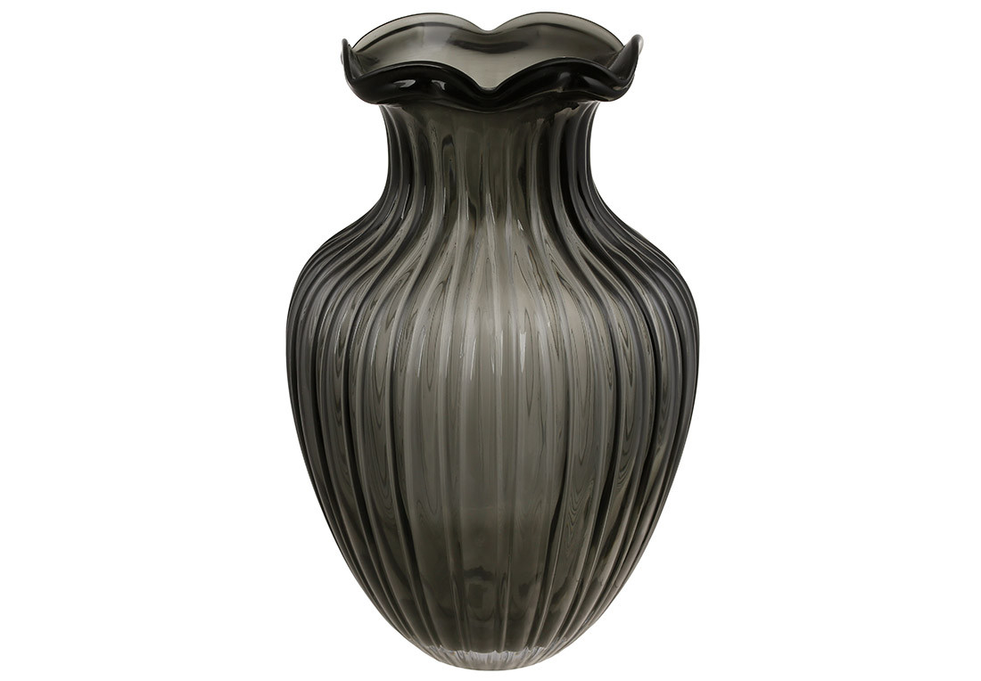 Ваза скляна Liza 12*21см, колір - димчасто-сірий ТОВАР ВІД ВИРОБНИКА