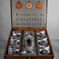 Кришталеві склянки для віскі 6 шт. з графином у подарунковій упаковці / Набір кришталевих склянок LEO 7 MIX