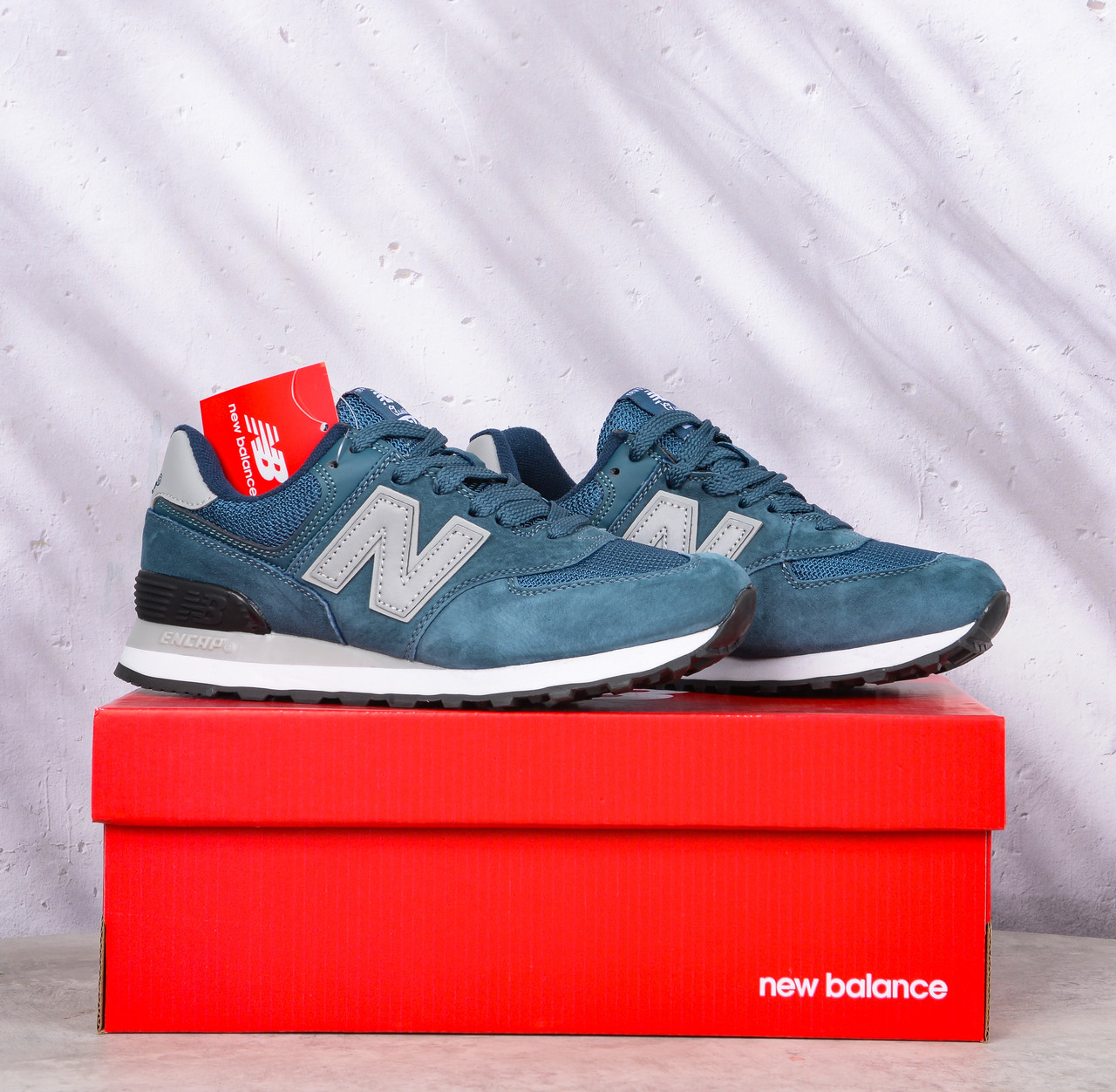 РОЗПРОДАЖ+Безкоштовна доставка НП Кросівки замшеві рефлективні New Balance 574 сині, фото 1