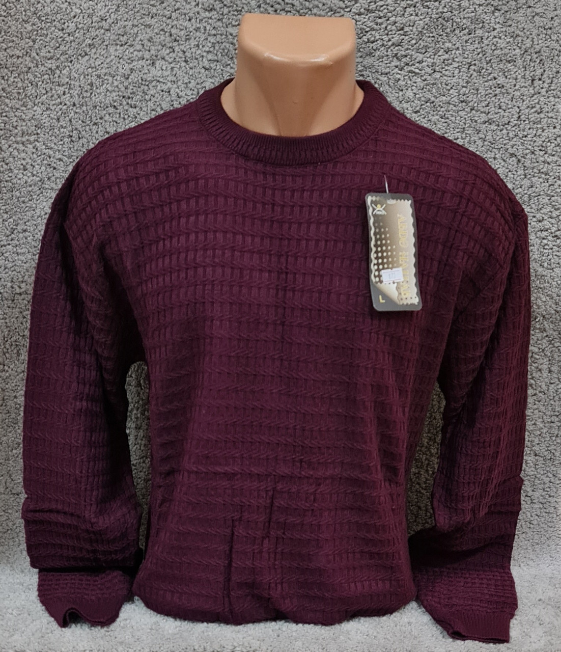 Светр чоловічий Triko однотонний демісезонний з круглим коміром бордовий