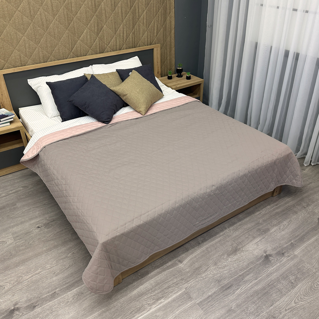 Покривало декоративне Decorator Ultra Sonic Microfiber колір какао з рожевим, фото 1