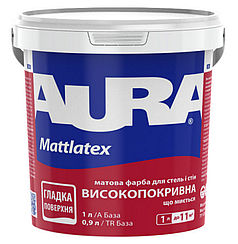 Aura Mattlatex матова фарба для стін та стель, що миється, біла, 1л