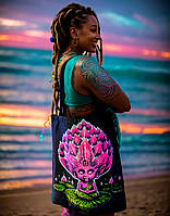 Сумка шопер з авторським малюнком повсякденна флуоресцентна «Fluranet»