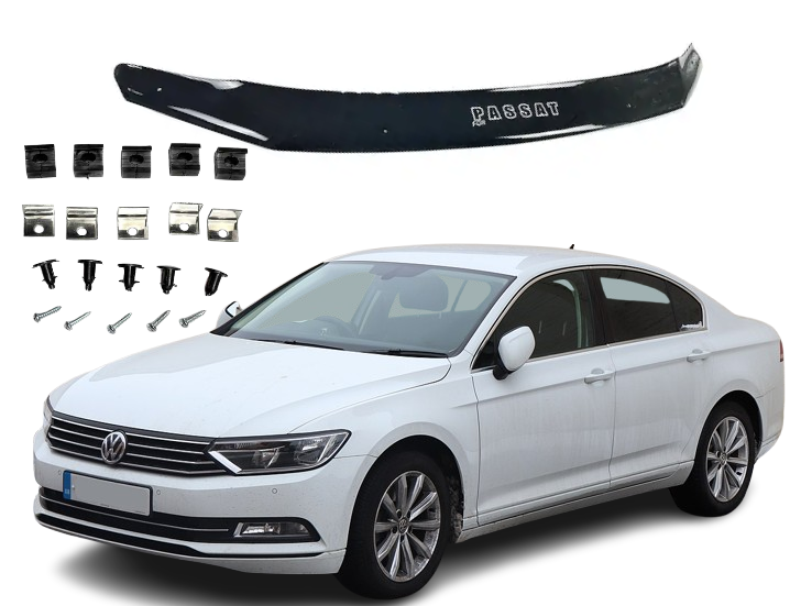 Дефлектор капота на Volkswagen Passat В8 седан/універсал 2015-2021. Мухобійка на авто Passat В8