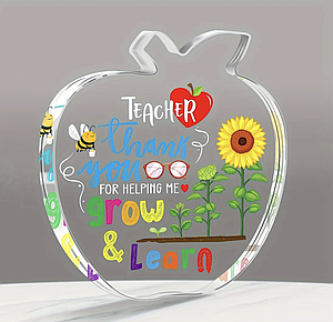 Подарунковий набір вчительці англійської мови на день вчителя Подарунок акрилове Яблоуко оригінальні подарунки eng