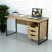 Письмовий стіл із шухлядами, стіл із тумбою для комп'ютера ноутбука СМПВ- Дуб аппалачі
