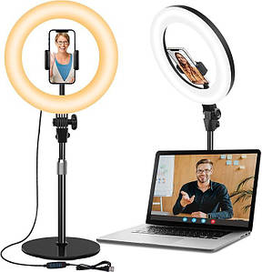 Кільцева лампа для відеоконференцій з підставкою та тримачем телефону. Вітрина