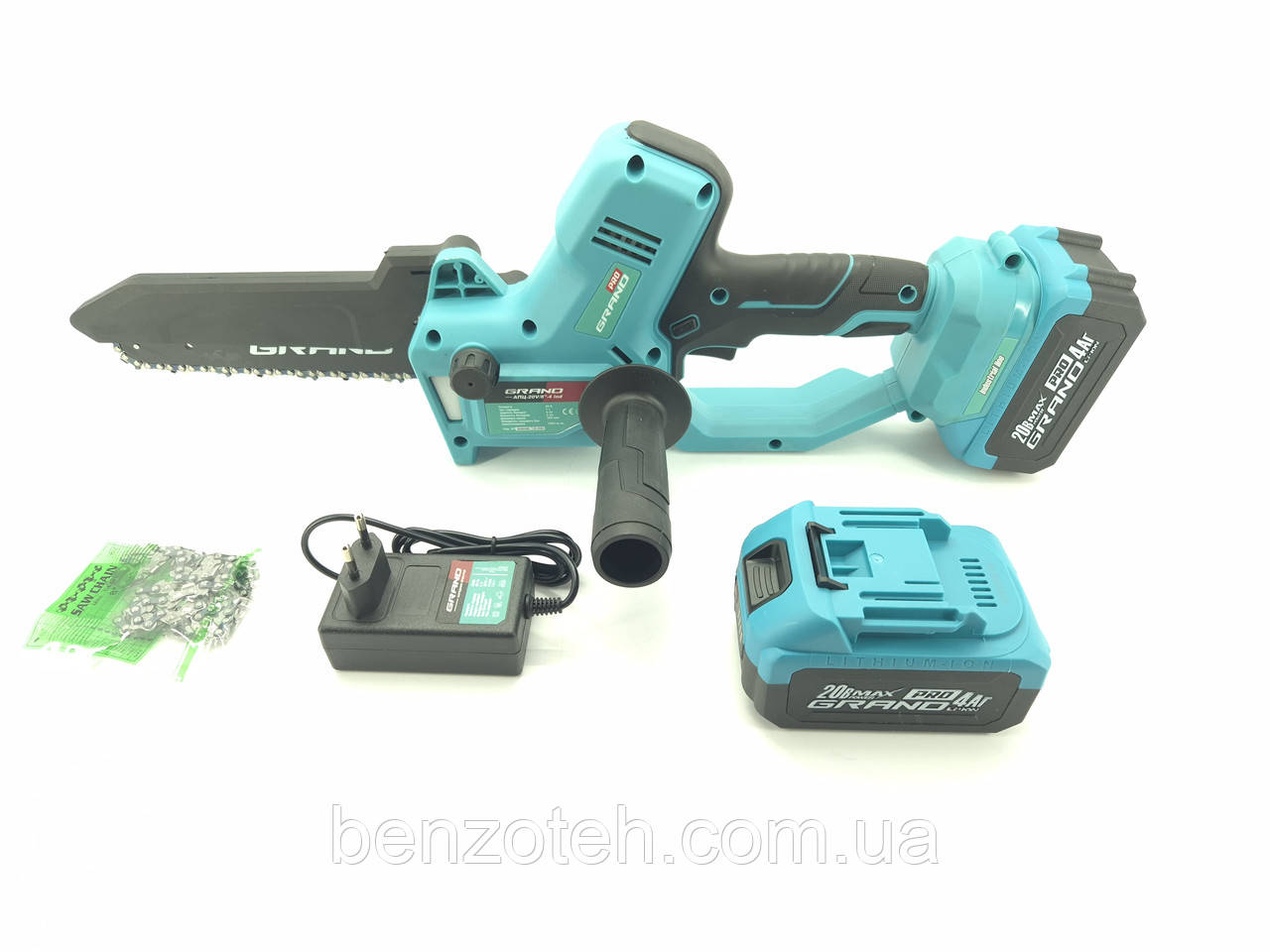 Пила ланцюгова акумуляторна міні GRAND АПЦ-20V/8-4 ind (безщіткова, 20 В/4.0 Ач, зарядне, кейс)