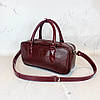 Сумка жіноча "Бріджит" натуральна шкіра, бордова глянець, тиснення рептилія, фото 2