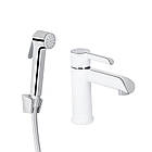Змішувач для раковини Qtap Grand (з гігієнічним душем) QTGRA272CRW45671 Chrome/White