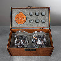 Кришталеві склянки для віскі 2 шт. у подарунковій упаковці / Набір кришталевих склянок LEO 2 зі вставкою куля