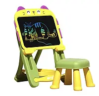 Іграшка дитячий мольберт та LCD планшет для малювання 13 дюймів, зі стільчиком, котик