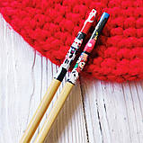 Бамбукові багаторазові бамбукові палички для суші Кіт удачі, фото 2