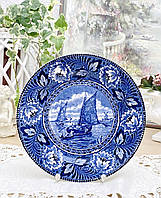 Колекційна настінна порцелянова тарілка з вітрильником, Делфт, Делфтська порцеляна, Голландія, вінтаж