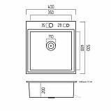Кухонна мийка Platinum Handmade 4050 PVD чорна круглий сифон 3.0/0.8, фото 6