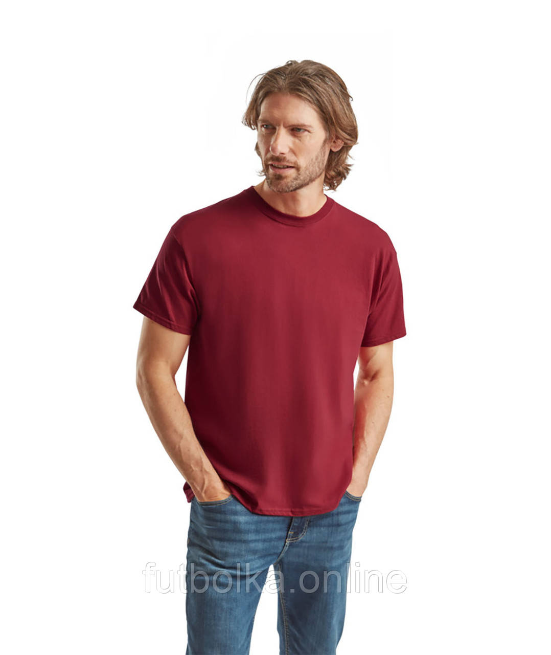 Цегляно-червона футболка чоловіча вільна Original Fruit of the loom