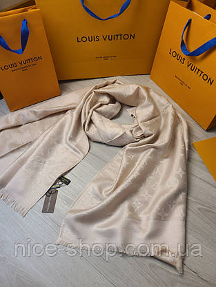 Палантин Louis Vuitton пастельний бежевий, фото 6