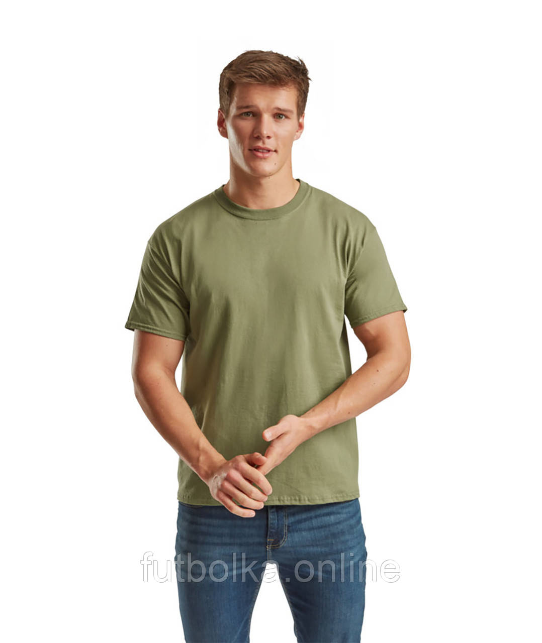 Оливкова футболка чоловіча вільна Original Fruit of the loom