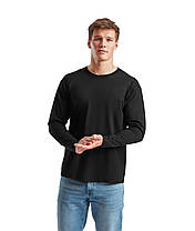 Чорна футболка з довгим рукавом чоловіча легка Original long sleeve T Fruit of the loom, фото 5