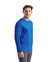Яскраво-Синя чоловіча футболка з довгим рукавом базова Valueweight long sleeve Fruit of the loom, фото 4