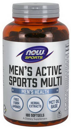 Вітаміни для чоловіків Now Men's Active Sports Multi 180 caps, фото 1